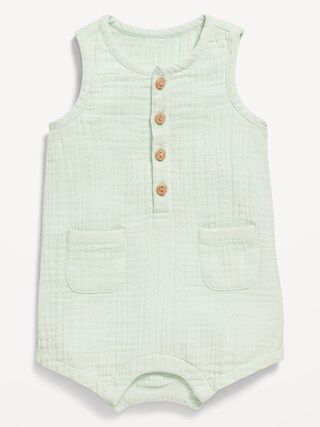 Printed Sleeveless Henley Romper for Baby | Old Navy (US)