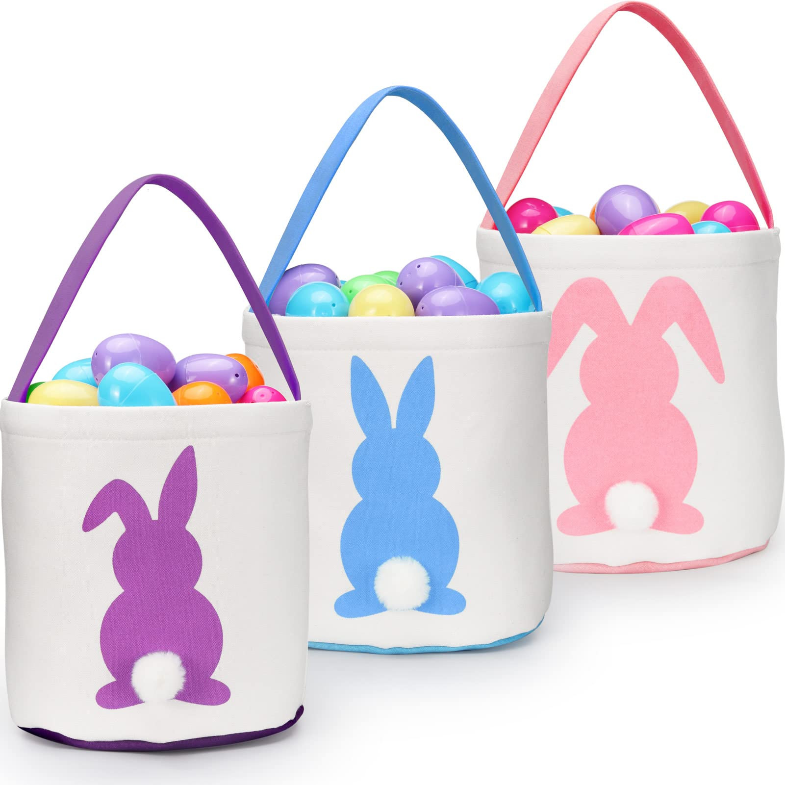 Sunboom 3 Pack Easter Baskets for Kids Empty, Easter Egg Hunt Basket with Handle - Easter Bunny B... | Amazon (US)