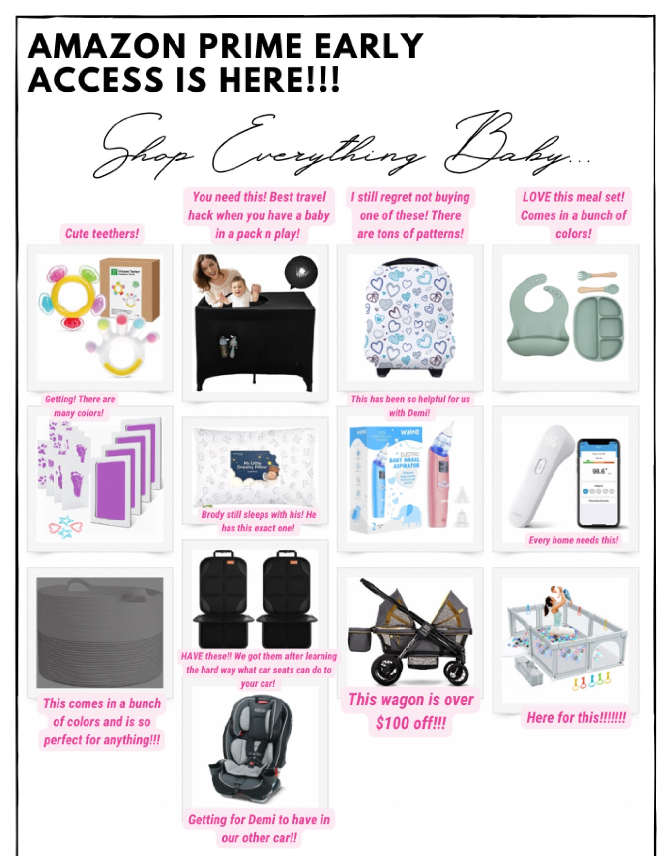 Amazon Prime Early Access - shop everything baby!!! Car seat cover? Wagon, teethers, carseats, thermometer and more! 

#LTKbaby #LTKkids #LTKfamily