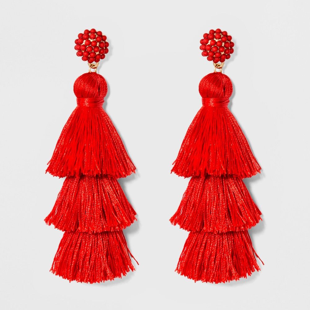 Sugarfix by BaubleBar Tassel Drop Earrings - Red, Girl's | Target