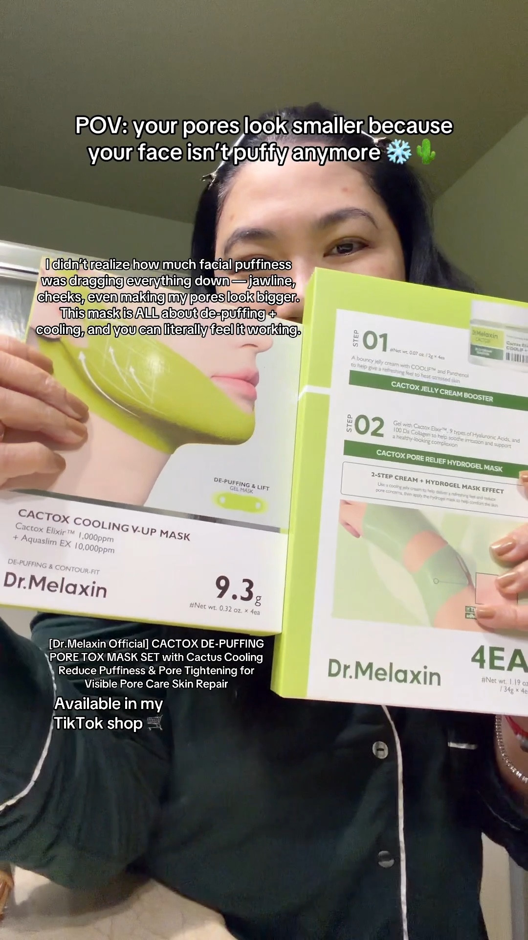 POV: your pores look smaller because your face isn’t puffy anymore ❄️🌵

[Dr.Melaxin Official] CACTOX DE-PUFFING PORE TOX MASK SET with Cactus Cooling Reduce Puffiness & Pore Tightening for Visible Pore Care Skin Repair

I didn’t realize how much facial puffiness was dragging everything down — jawline, cheeks, even making my pores look bigger.
This mask is ALL about de-puffing + cooling, and you can literally feel it working.

HOW TO USE (NIGHT CARE)
STEP 1
Apply the jelly cream evenly to the face first.
(Enhances hydrogel adhesion & boosts the cooling effect ❄️)

STEP 2
Take out the gel mask and apply both the upper and lower sections.

STEP 3
Place the lifting mask over the gel mask.

Results:
✔️ tighter-looking pores
✔️ snatched jawline
✔️ less facial swelling
✔️ refreshed, calm skin
✔️ jawlineshaping ✔️ doublechin
✔️ necklifting

Thanks @Dr Melaxin Official @Dr Melaxin @Drmelaxin 💚
AD

Available in my TikTok Shop 🛒
https://www.tiktok.com/t/ZThPqKG5b/

Shop here too:
https://rstyle.me/+mXumDr4CqtZXXXIUSYFqiA

🫧 OLIVE YOUNG – Korean Beauty Picks
Use code MADAMMM5 
https://global.oliveyoung.com/if/rd?su=WM6OKIL5

#oliveyoungaffiliate #oliveyoungglobal

᯽ YesStyle
Use code MADAMMM5 for savings
https://ystyle.co/HyCc

#Yesstyle #YesstyleAffiliate

#DrMelaxin CactoxMask DepuffingMask JawlineCare madammmstyleicon PoreCare PoreTightening CoolingMask JawlineCare FaceDepuffing SkinRepair NightSkincare GlassSkinRoutine TikTokShopFinds SkincareReview AD affordableproducts 

#LTKselfcare #LTKBeauty #LTKgrwm
