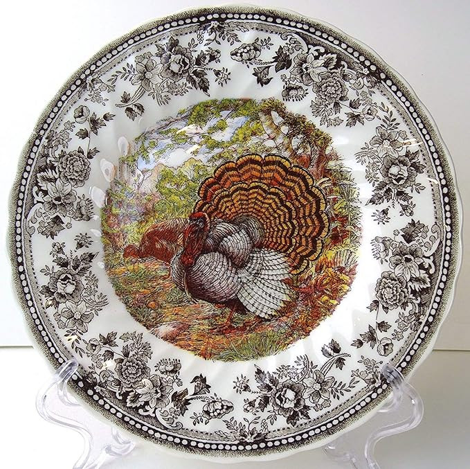 Set of 4 Queen's Majestic Beauty Turkey Thanksgiving Salad Plates Quintessent... | Amazon (US)