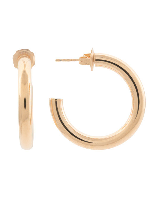 Made In Italy 18k Gold Plated Sterling Silver Hoop Earrings | TJ Maxx