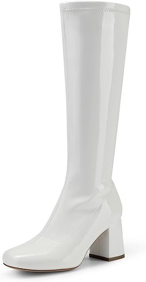 DREAM PAIRS Women's Gogo Boots, Square Toe Chunky Knee High Boots For Women | Amazon (US)