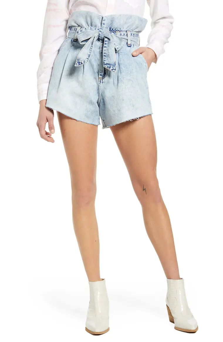 Belted Paperbag Waist Cutoff Denim Shorts | Nordstrom