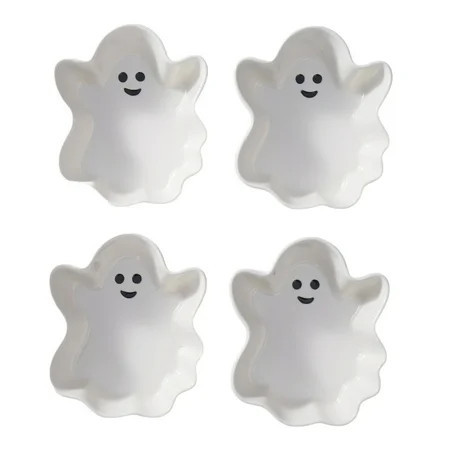 Way to Celebrate Halloween 4pk Ceramic White Figural Ghost Appetizer Bowls | Walmart (US)