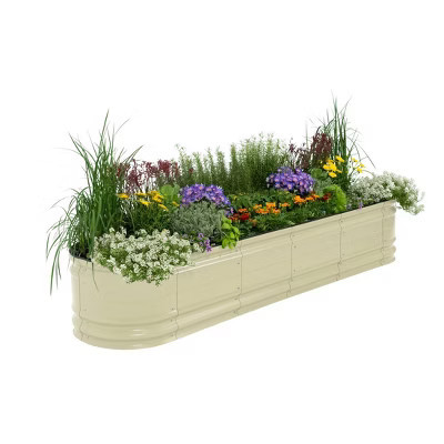 Vego Garden 9-in-1 Novel Modular Rectangular Metal Outdoor Raised Garden Bed Kit Pearl White 42"x78"x17" | Target