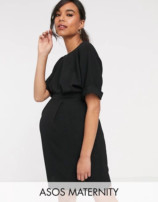 ASOS DESIGN Maternity wiggle mini dress in black | ASOS (Global)