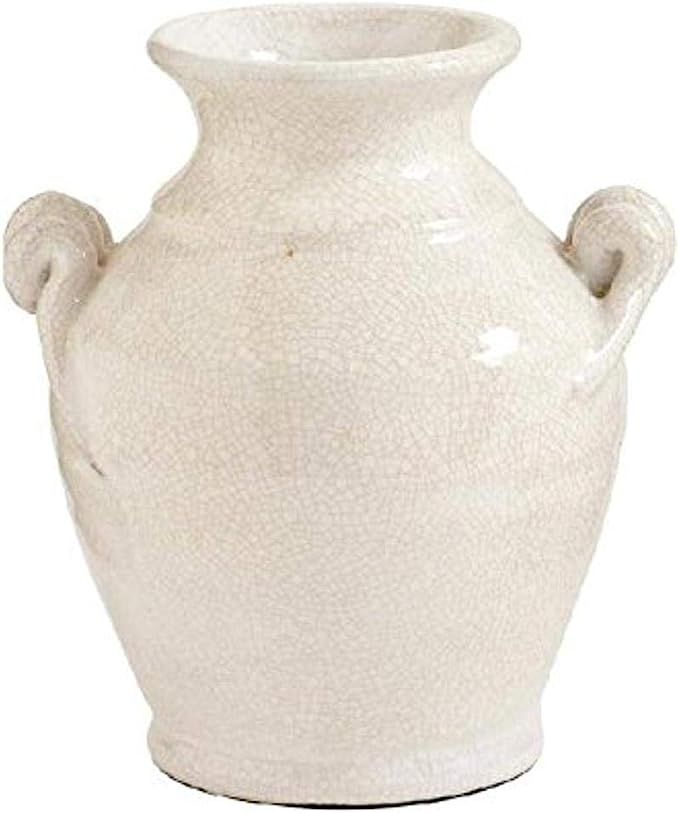 K&K Interiors, 6.5 Inch White European Ceramic Jar w/2 Handles | Amazon (US)