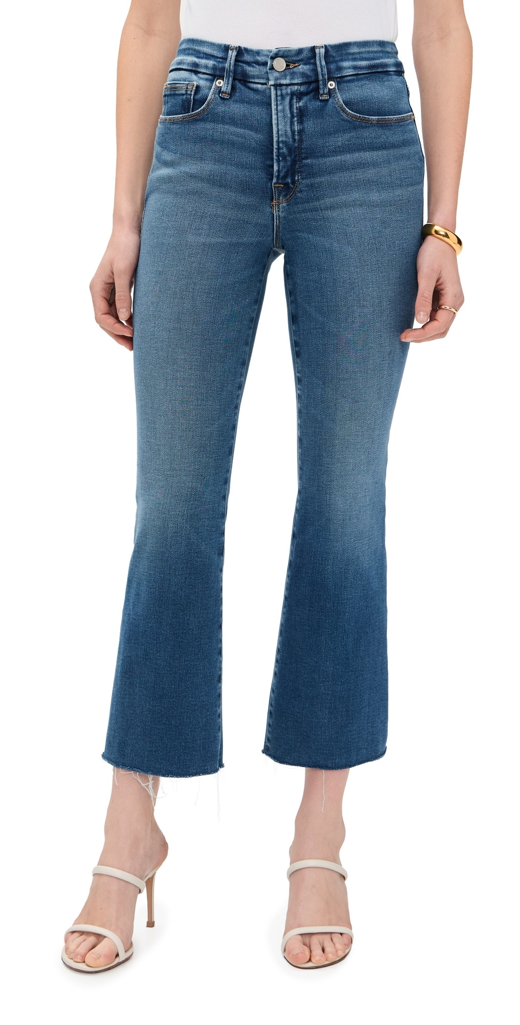 Good American Soft Tech Good Legs Cropped Mini Boot Jeans Indigo818 10 | Shopbop