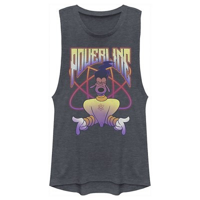 Juniors Womens A Goofy Movie Powerline Retro  Festival Muscle Tee - Denim Blue Heather - Medium | Target