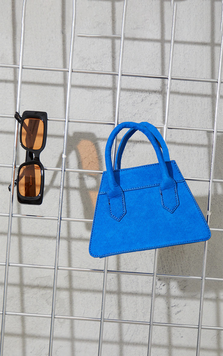 Blue Faux Suede Triangle Mini Bag | PrettyLittleThing US