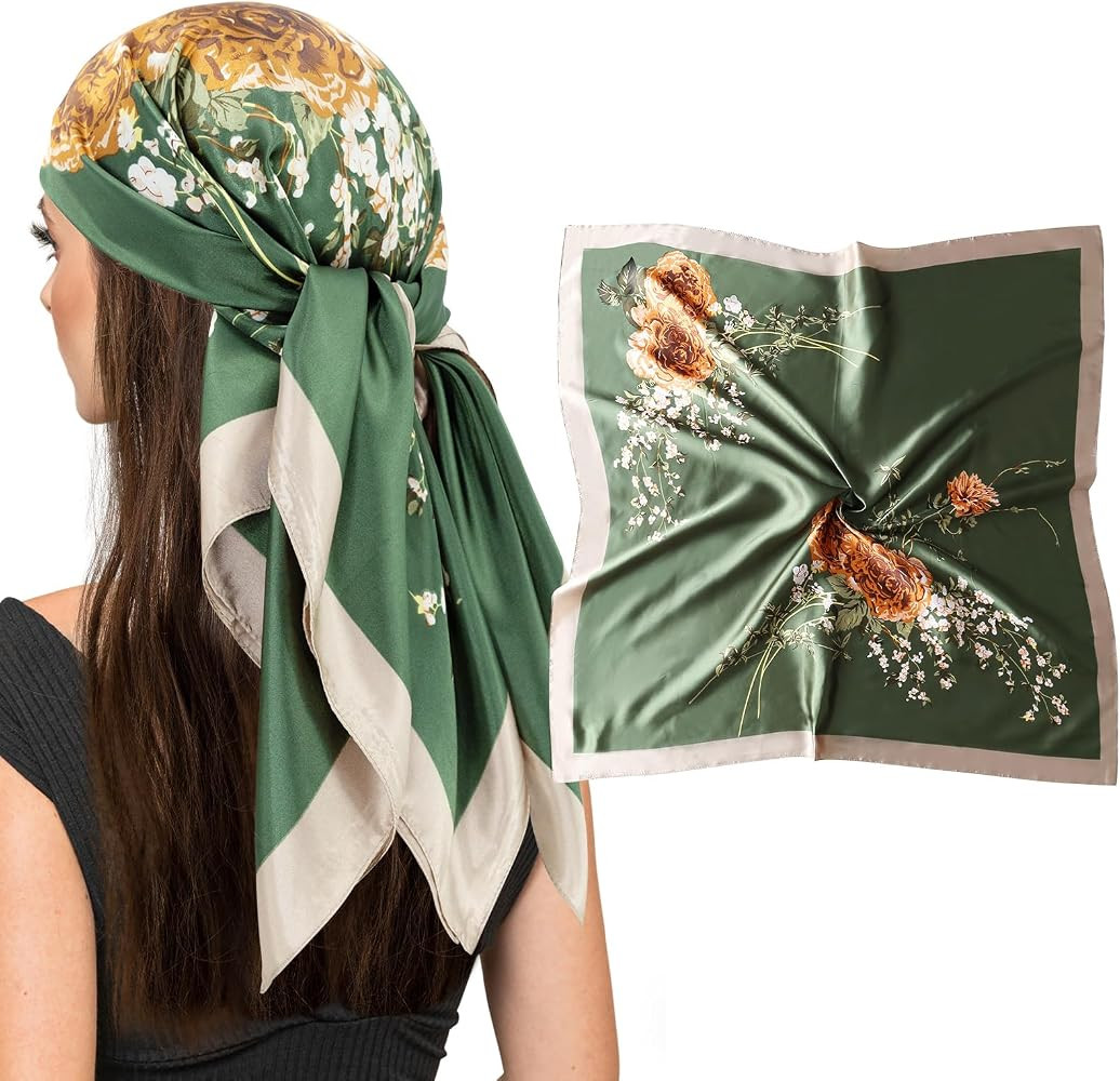vimate 35" Square Silk Like Head Scarf - Women's Fashion Silk Feeling Scarf for Hair Wrapping and... | Amazon (US)