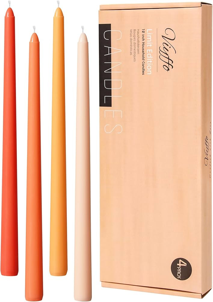Viyffo 12 Inch Orange Taper Candles Set of 4 Unscented Smokeless Long Tall Tapered Candles for Ca... | Amazon (US)