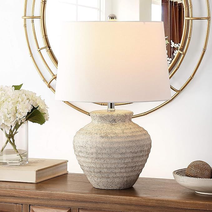 Safavieh Lighting Collection Ledger Light Grey Ceramic 23-inch Bedroom Living Room Home Office De... | Amazon (US)