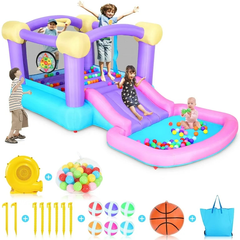 Qhomic Inflatable Bounce House W/470W Blower, Children's Indoor/Outdoor Jumping Bounce Castle for... | Walmart (US)