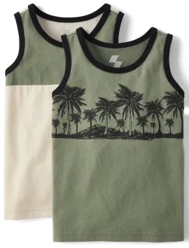 Baby And Toddler Boys Mix And Match Sleeveless Palm Tree Tank Top 2-Pack | The Children's Place  ... | The Children's Place