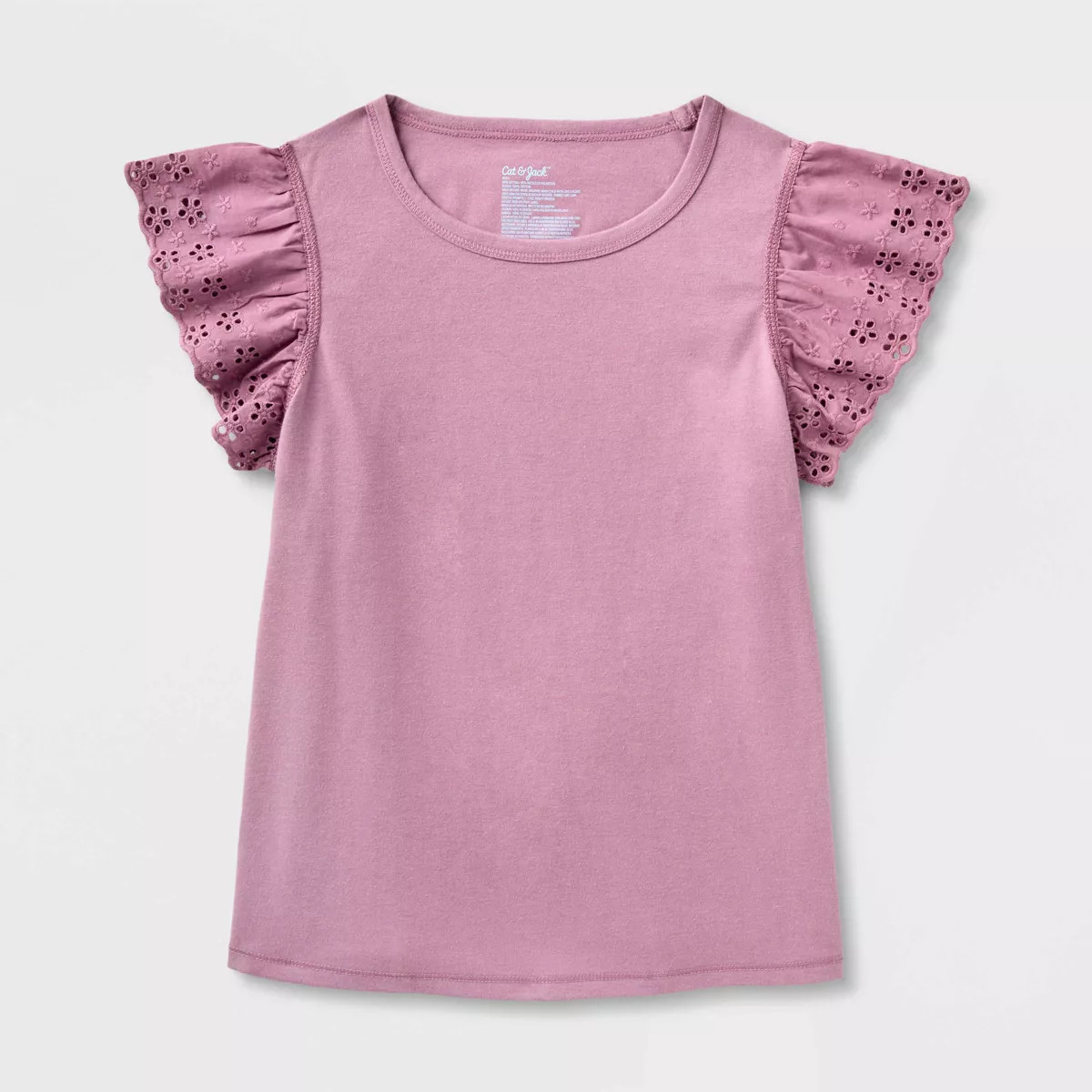 Girls' Adaptive Short Sleeve Eyelet T-Shirt - Cat & Jack™ Light Purple | Target