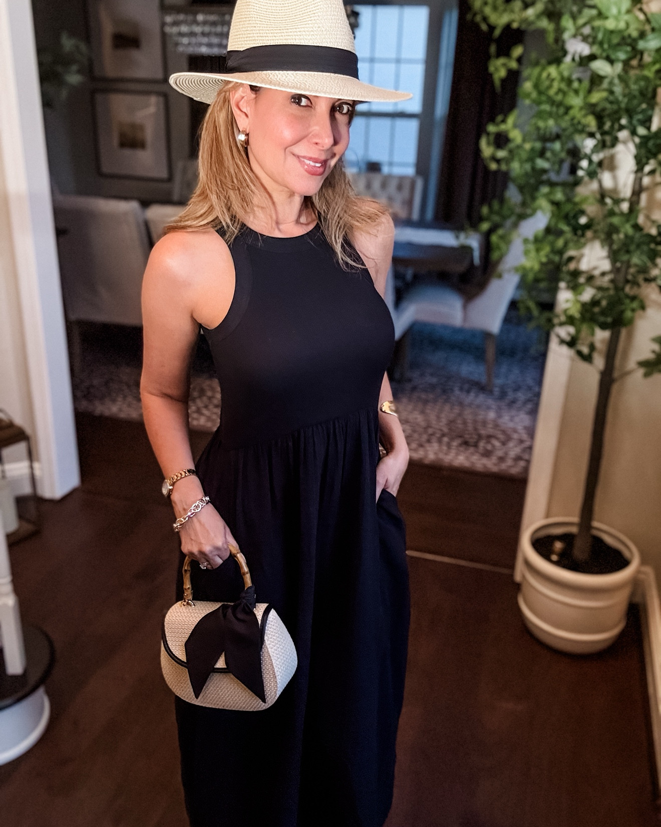 Black maxi dress, straw hat and straw handbag with black ribbon details. Such a versatile dress for summer! 

Summer Outfit, Mother’s Day, Graduation Dress, Sandals

#LTKStyleTip #LTKBeauty