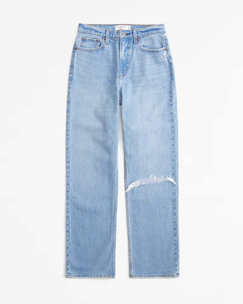Abercrombie & Fitch Women's High Rise Vintage Straight Jean in Light Destroy - Size 30 | Abercrombie & Fitch (US)