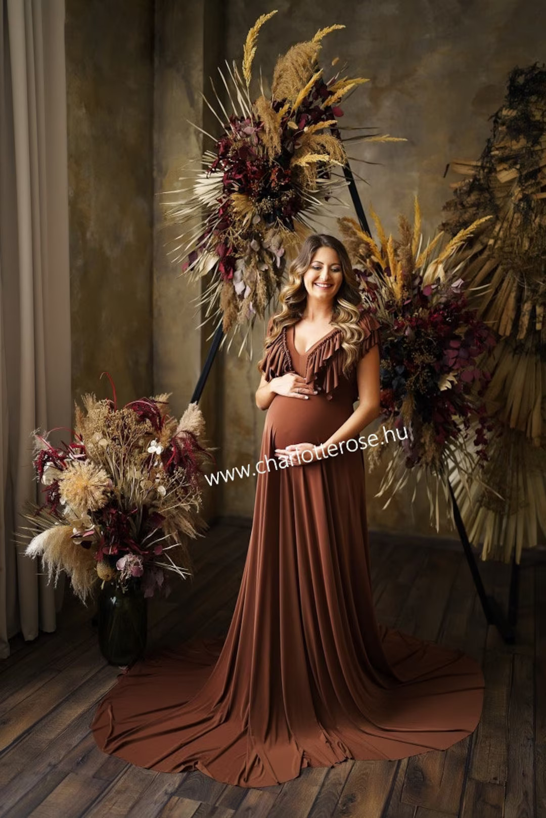 Fall Maternity Dress for Pictures, Almond Maternity Dress, Ruffled Maternity, Long Train Dress, B... | Etsy (US)