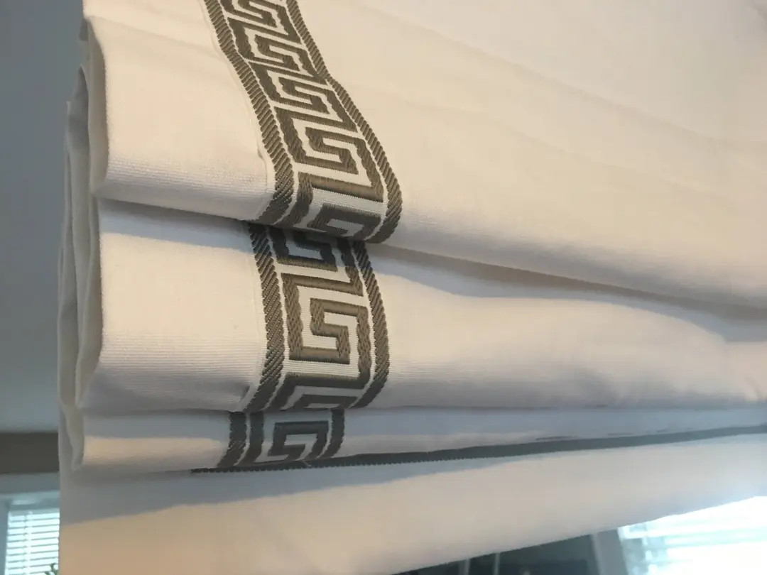 Greek Key Ribbon Trimmed Roman Shade - Etsy | Etsy (US)