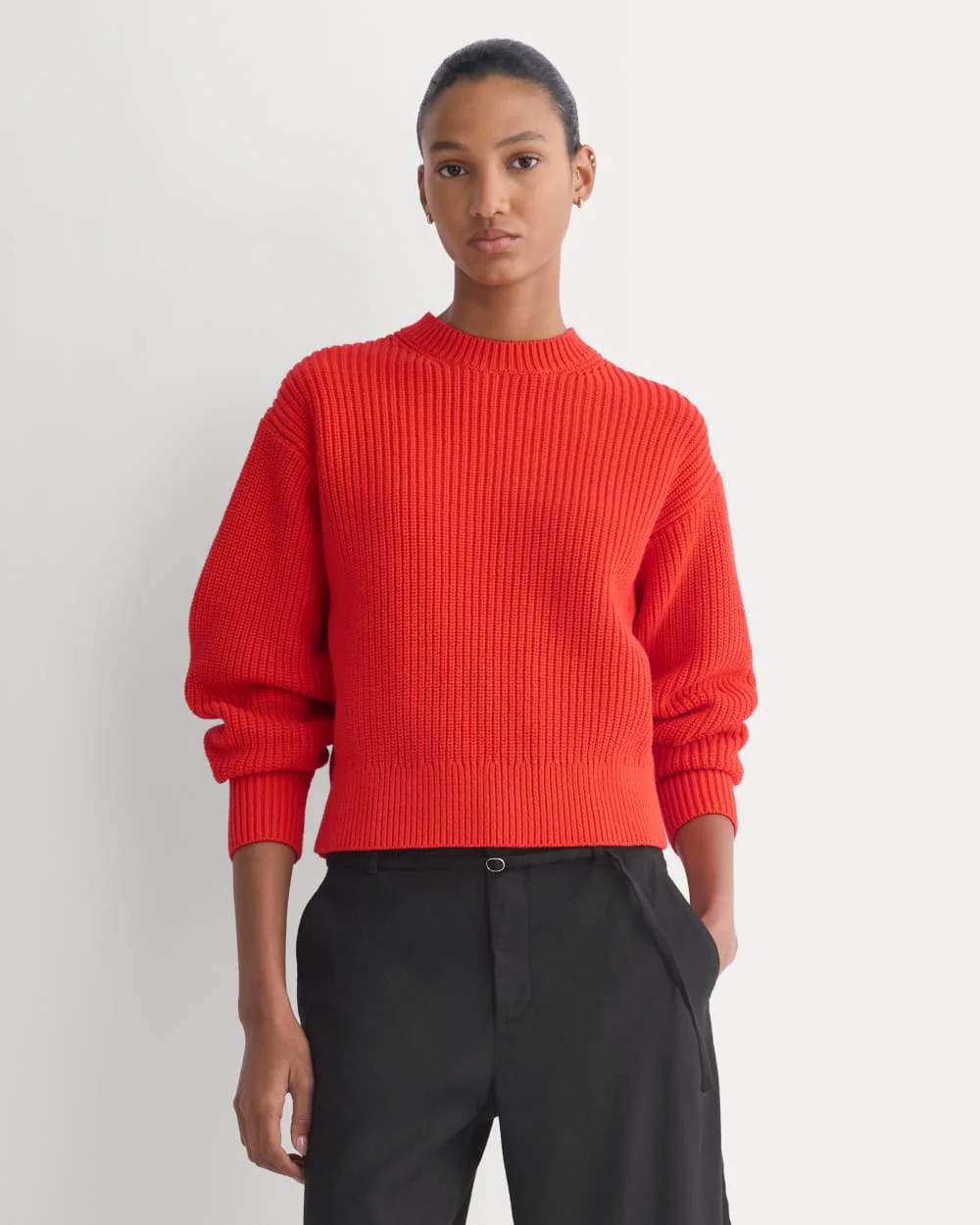 Cropped Ribbed Crew in Everyday Cotton | Fiery Red | Everlane