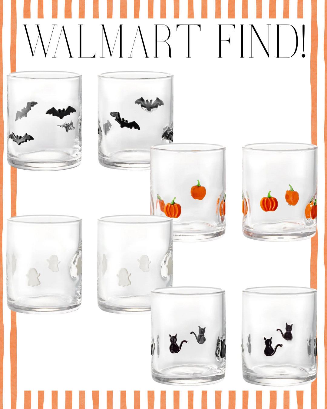 @walmart win! 🎃 These Halloween icon glasses are so cute for fall hosting or a little bar cart refresh. The set of two is perfect for cocktails, sparkling water, or cider - and they’re dishwasher-safe too. Adding these to every Halloween happy hour!

#LTKhome #WalmartFinds #FallDecor #HalloweenBarCart #PumpkinSeason #EntertainingEssentials
halloween drinkware | fall hosting must haves | cute bar cart accessories | pumpkin glasses | walmart home decor | halloween entertaining ideas 

 #LTKSeasonal #LTKHome #LTKFindsUnder50