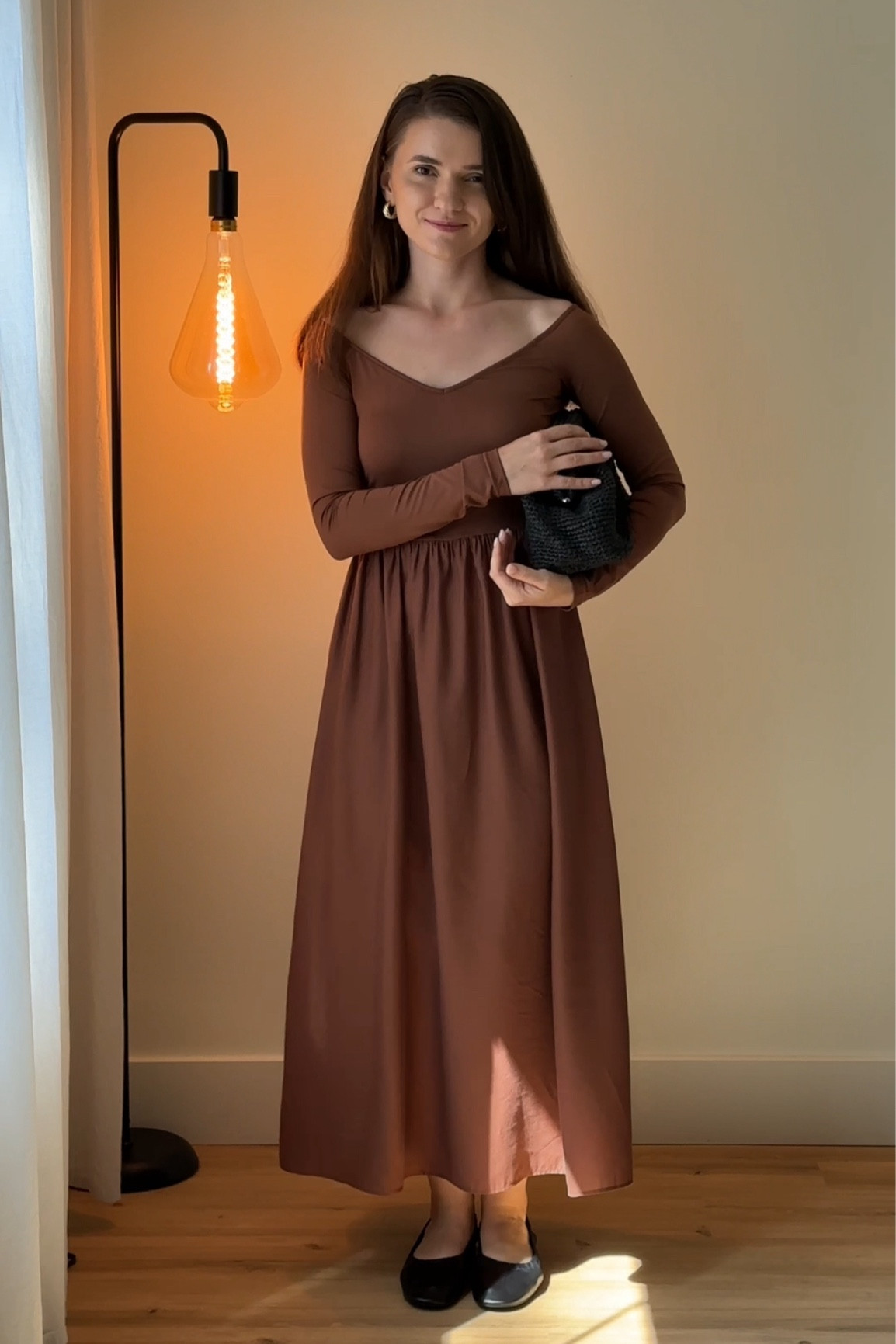Brown midi dress 

#LTKSeasonal #LTKMidsize