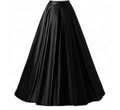 Diydress Women's Long Fashion High Waist A-Line Satin Skirts with Pockets | Amazon (US)