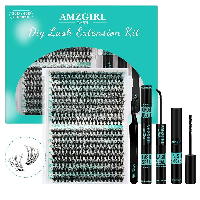 AMZGIRL LASH Clusters Kit 320Pcs, DIY Individual Extensions with Lash Bond and Seal, Remover For ... | Amazon (US)