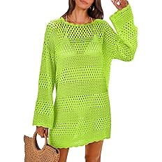 ANRABESS Women Swimsuit Crochet Swim Cover Up 2025 Summer Bathing Suit Swimwear Mesh Knit Beach D... | Amazon (US)