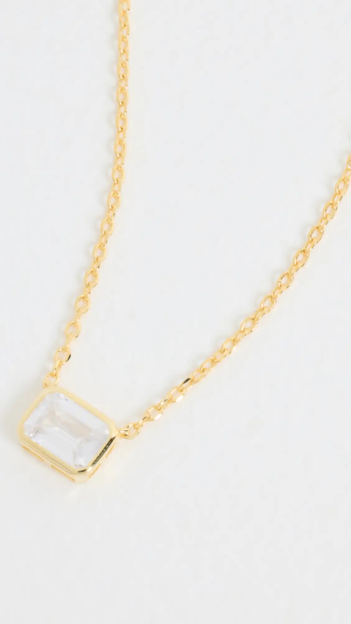 By Adina Eden Emerald Cut Bezel Solitaire Necklace | Shopbop | Shopbop