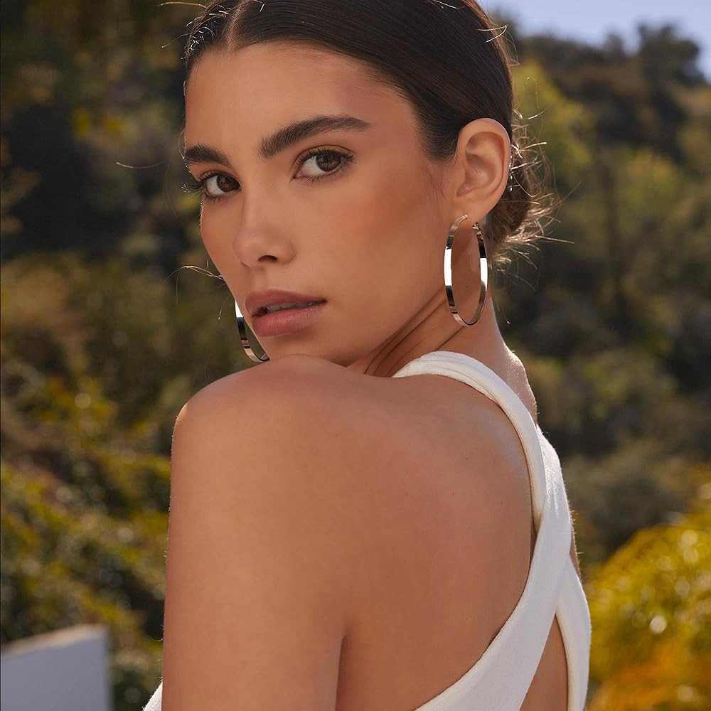 EXGOX Silver Hoop Earrings for Women - Sterling Silver & 14K Gold Plated - Hypoallergenic 925 Sil... | Amazon (US)