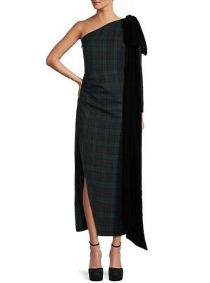Antonio Melani Born on Fifth Jennings One Shoulder Plaid Velvet Bow Maxi Dress | eBay US