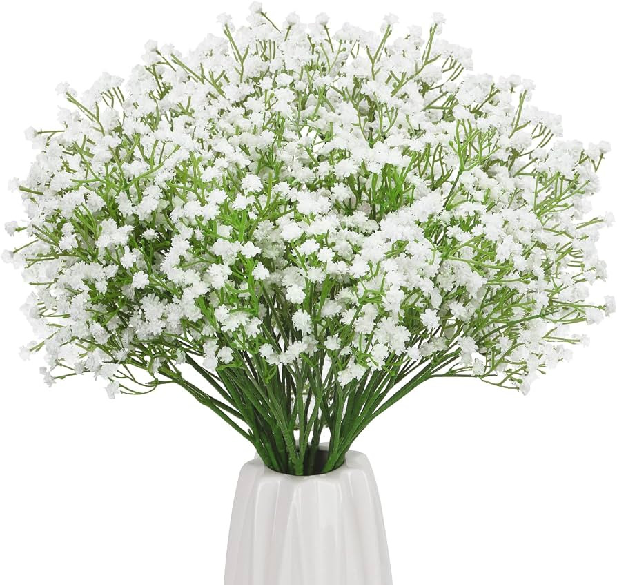 CEWOR 20pcs Babys Breath Artificial Flowers Bulk White Gypsophila Real Touch Flowers for Wedding ... | Amazon (US)