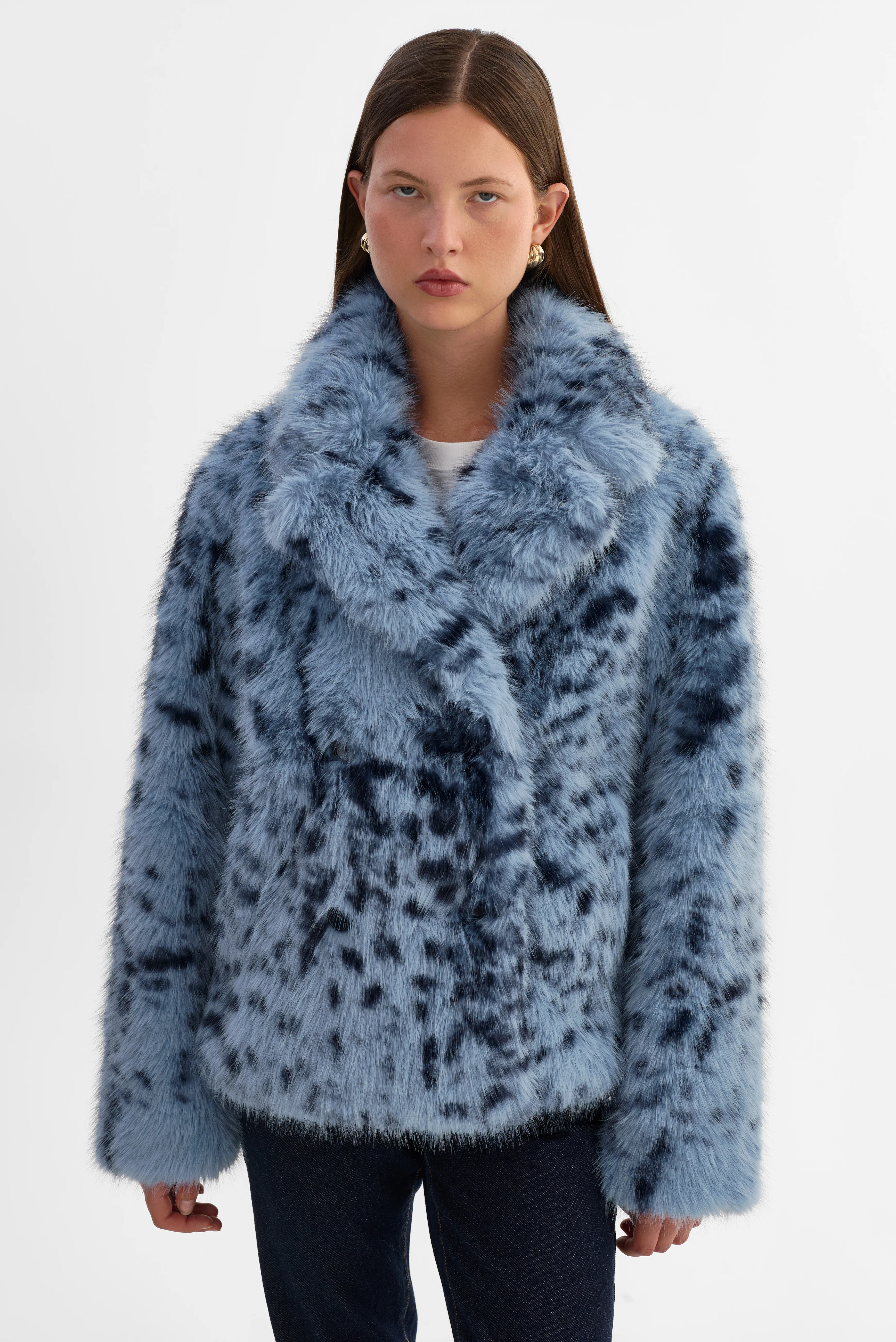 RAVENNA Faux Fur Coat, BLUE LEOPARD / XXS | LAMARQUE