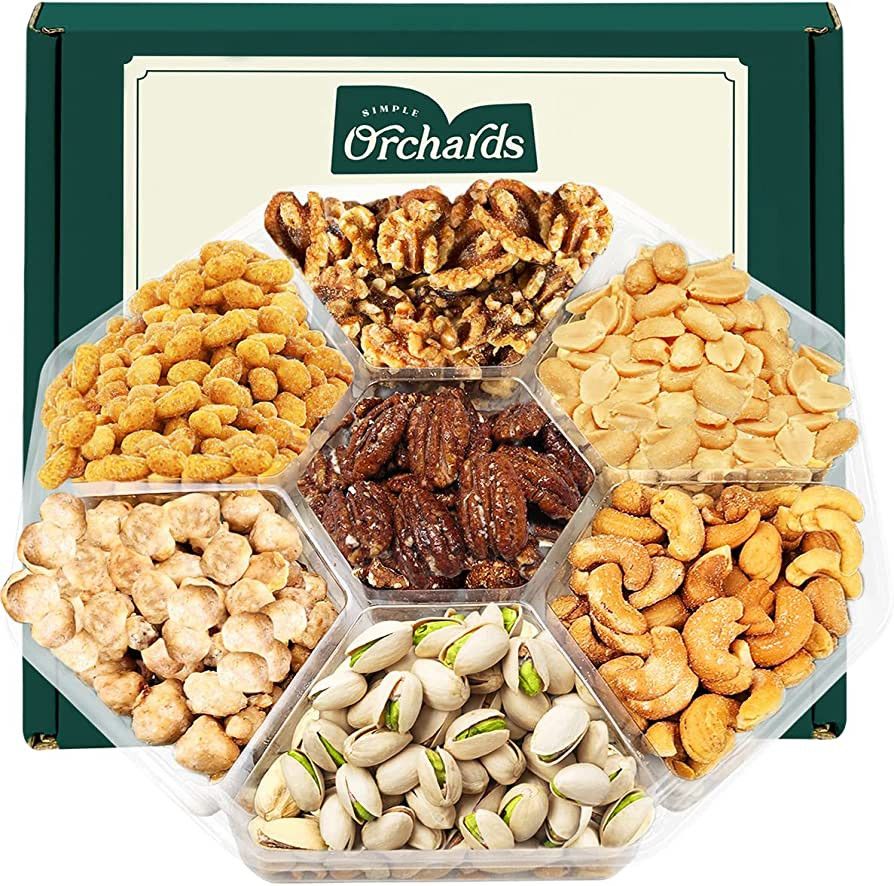 Fathers Day Gifts Assorted Nuts - Gourmet Nuts Gift Basket - Father's Day Gift Basket - 7 Section... | Amazon (US)