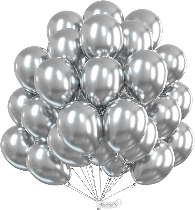 PartyWoo Metallic Silver Balloons, 50 pcs 12 Inch Silver Metallic Balloons, Silver Balloons for B... | Amazon (US)
