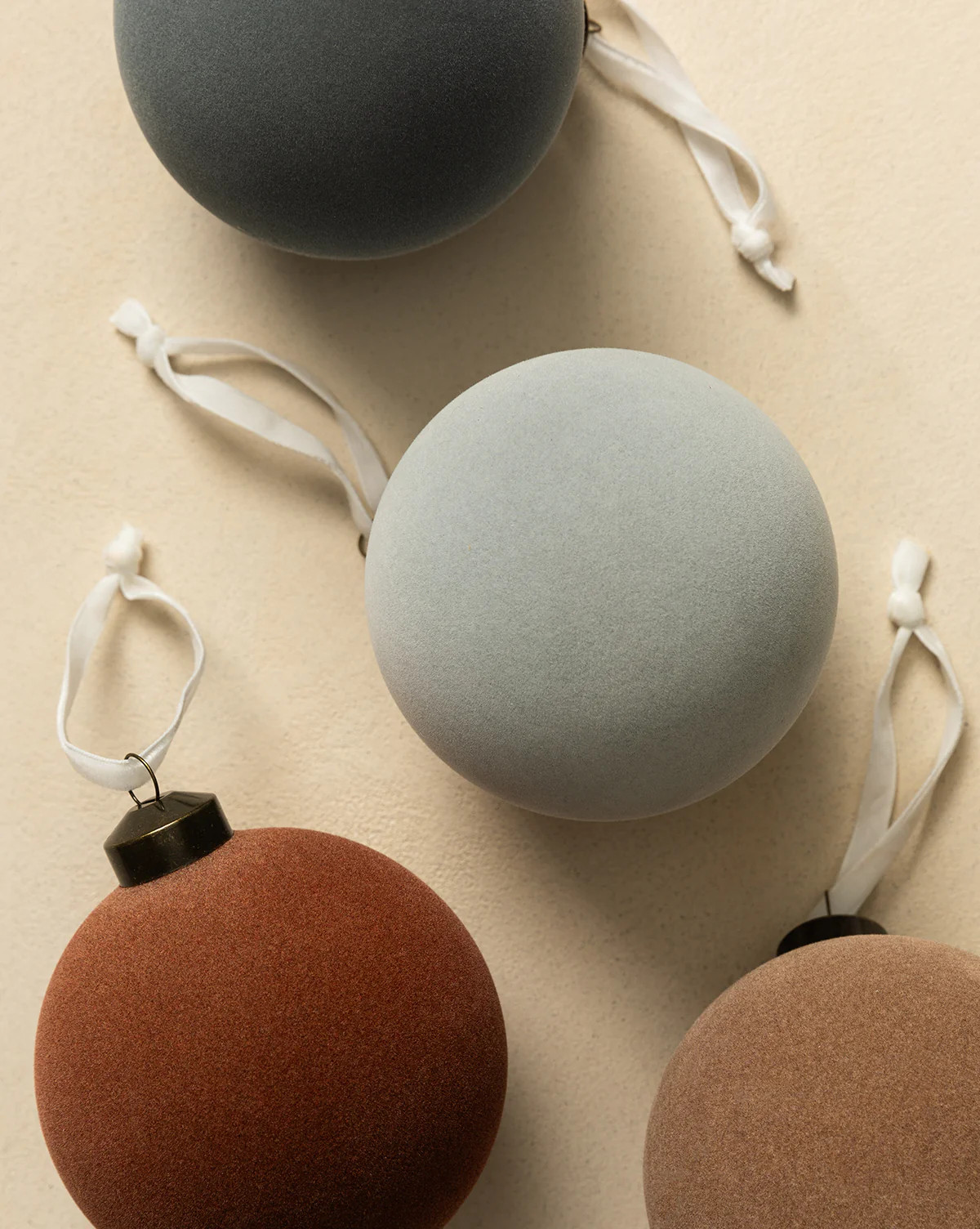 4&quot; Assorted Flocked Baubles (Set of 4) | McGee &amp; Co. (US)