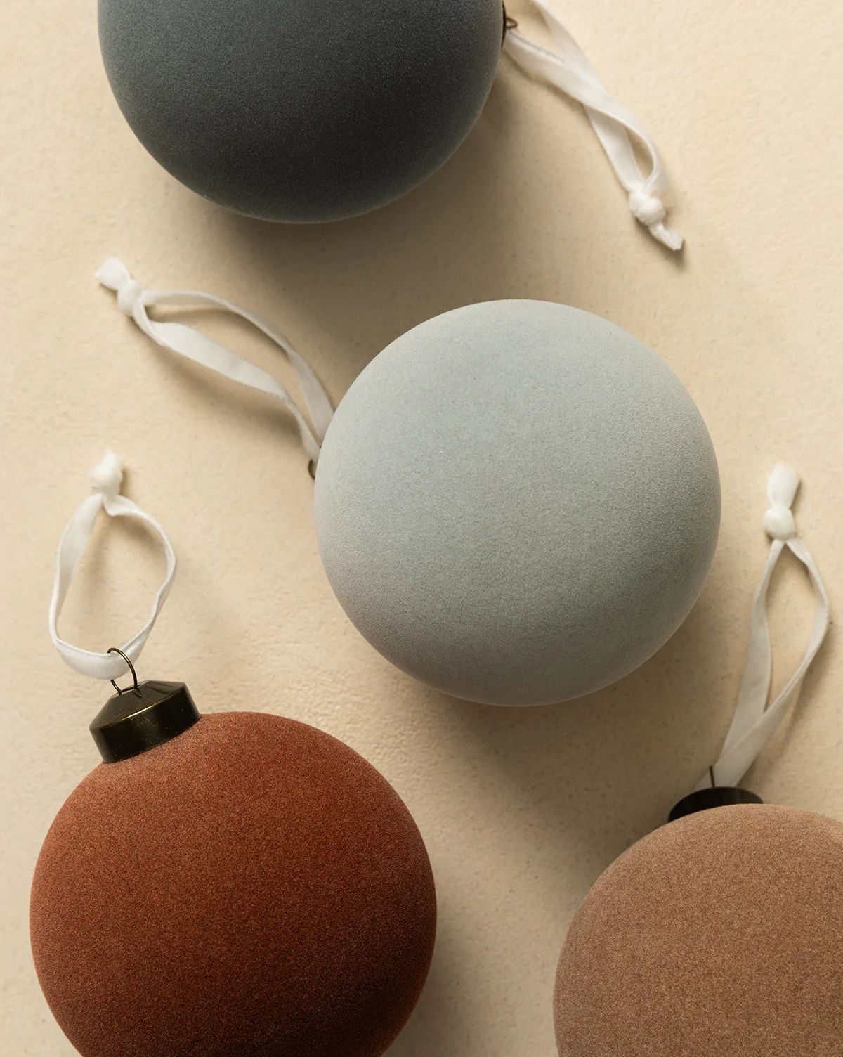 4" Assorted Flocked Baubles (Set of 4) | McGee & Co. (US)