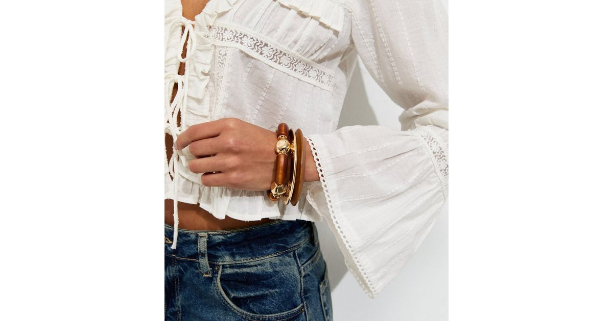 Pack Of 3 Brown Wooden Beaded Bracelets | New Look | New Look (UK)