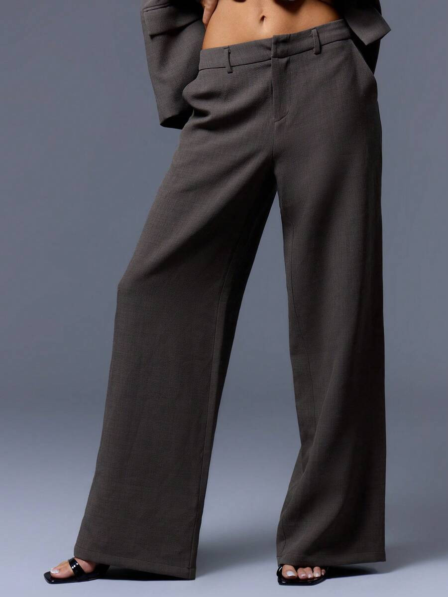 SHEIN x Ludmilla MUSERA Straight Leg Trousers Tailored Elegant Professional Business Casual Vacat... | SHEIN