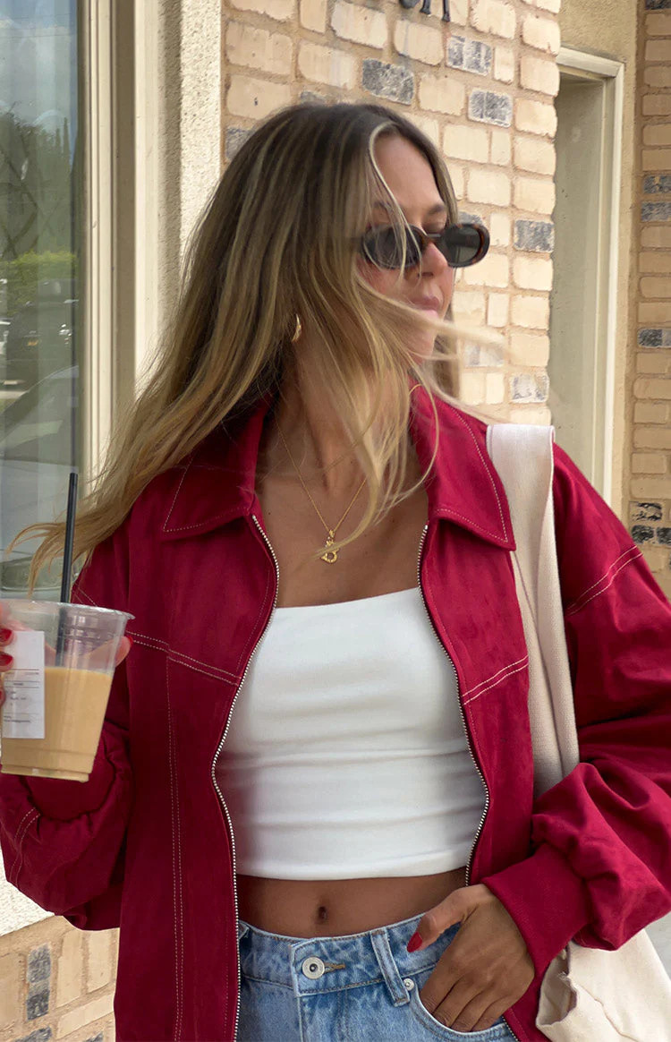 Lui Red Bomber Jacket | Beginning Boutique (US)