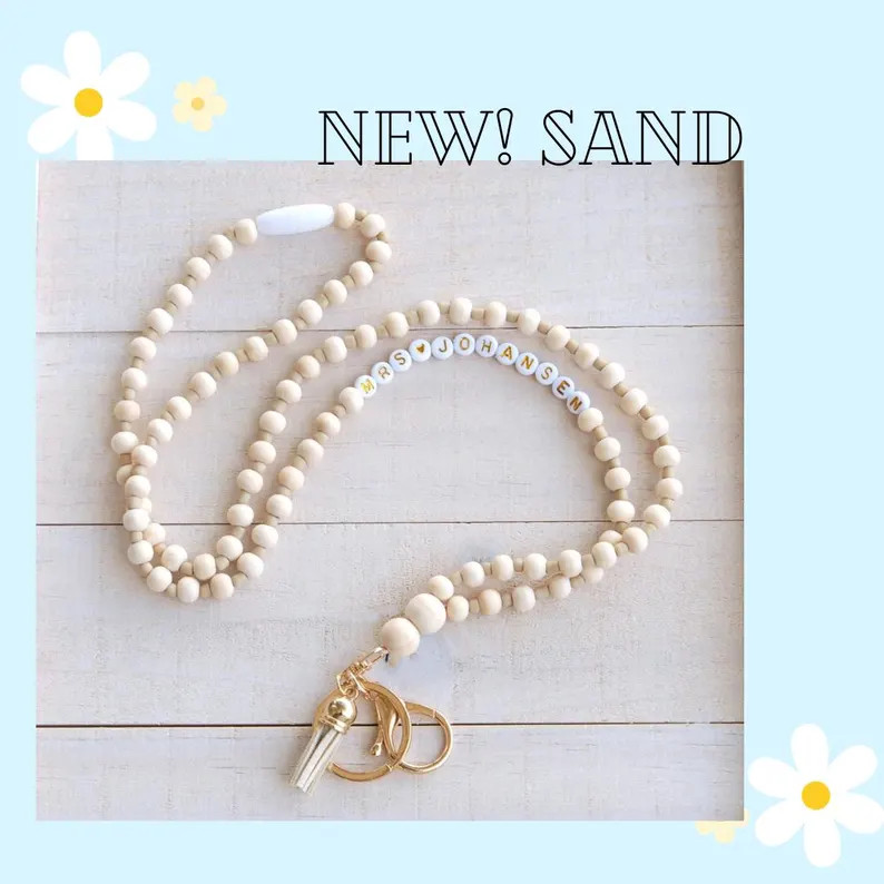 Personalized Boho Teacher Lanyard, Personalized Lanyard, Glass Seed Beads, Badge Holder, Teacher ... | Etsy (US)