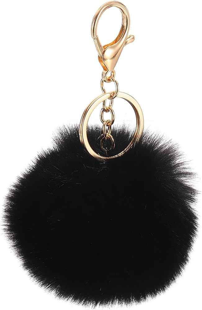 uxcell Pom Pom Keychain, Faux Rabbit Fur Puff Ball for Women Purse | Amazon (US)