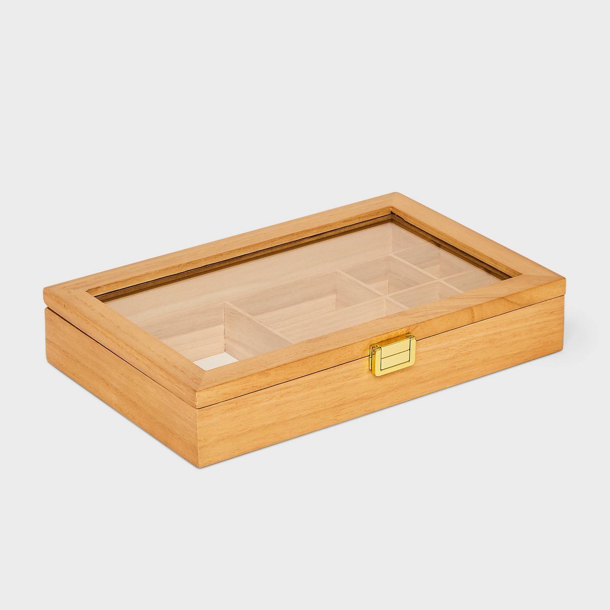 Paulownia Wood with Glass Top Organizer Jewelry Box - A New Day™ Natural Wood | Target