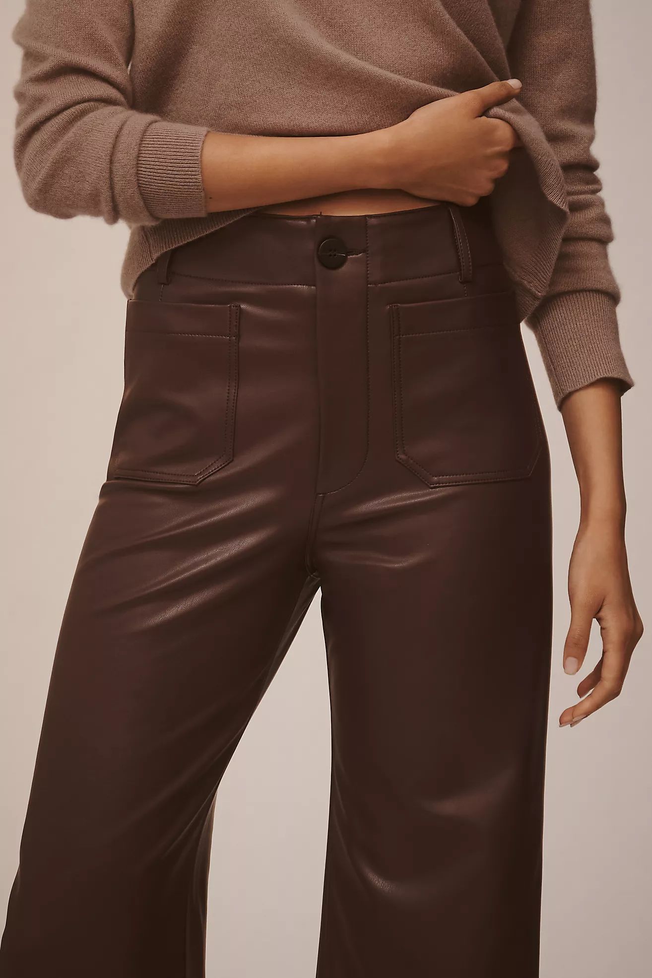 The Colette Cropped Wide-Leg Pants by Maeve: Faux Leather Edition | Anthropologie (US)