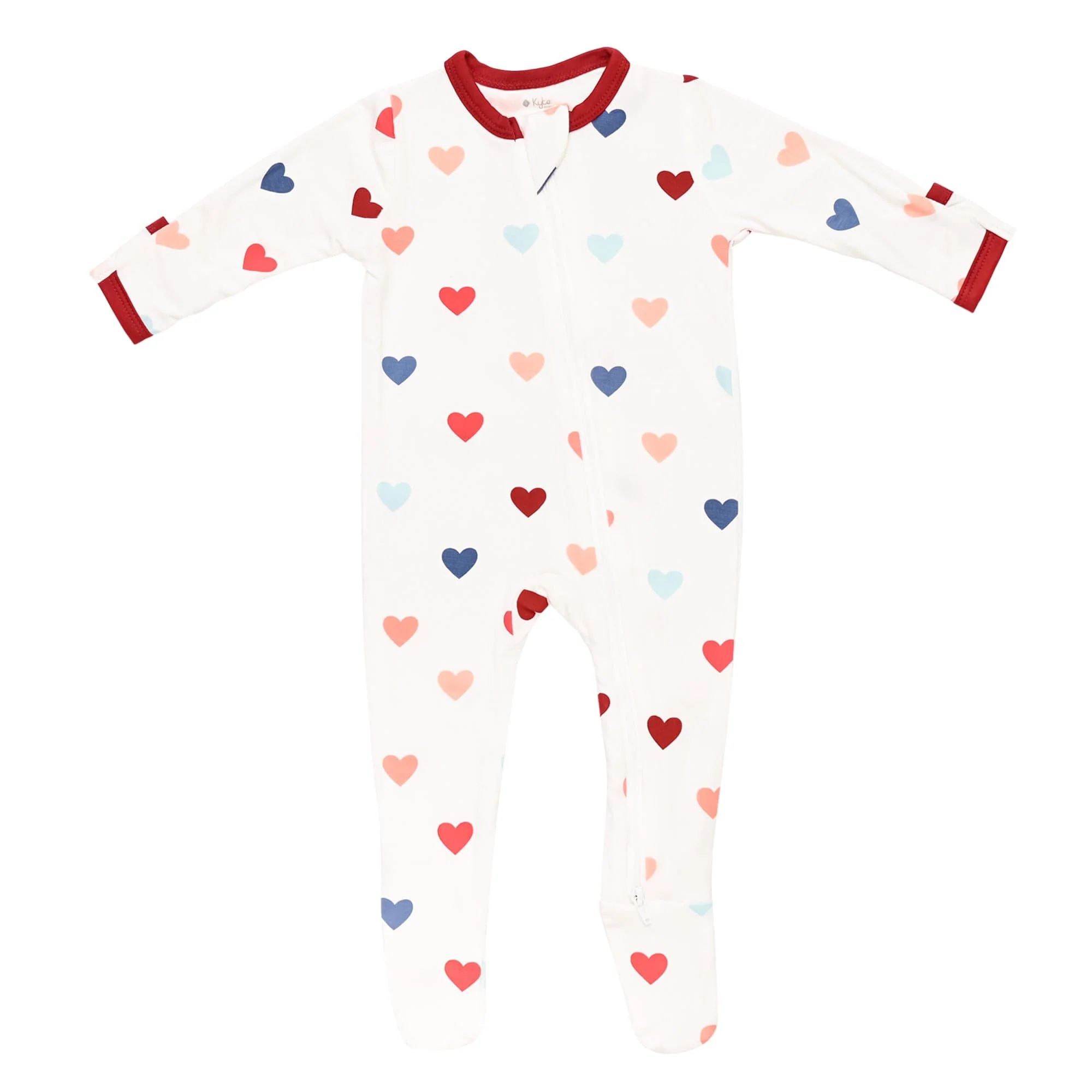 Printed Zippered Footie in Multi Hearts | Kyte BABY