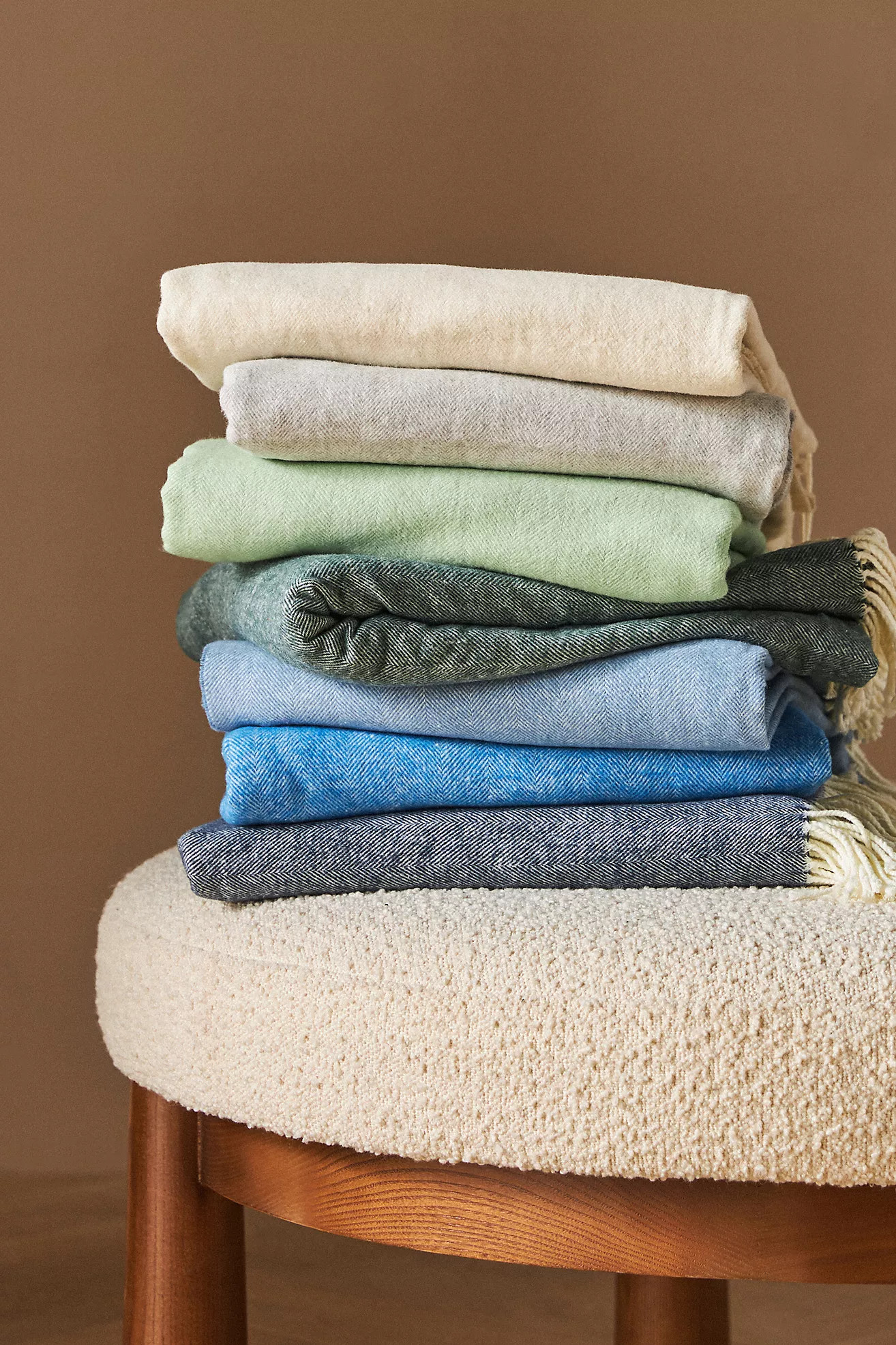 Solid Herringbone Throw Blanket | Anthropologie (US)